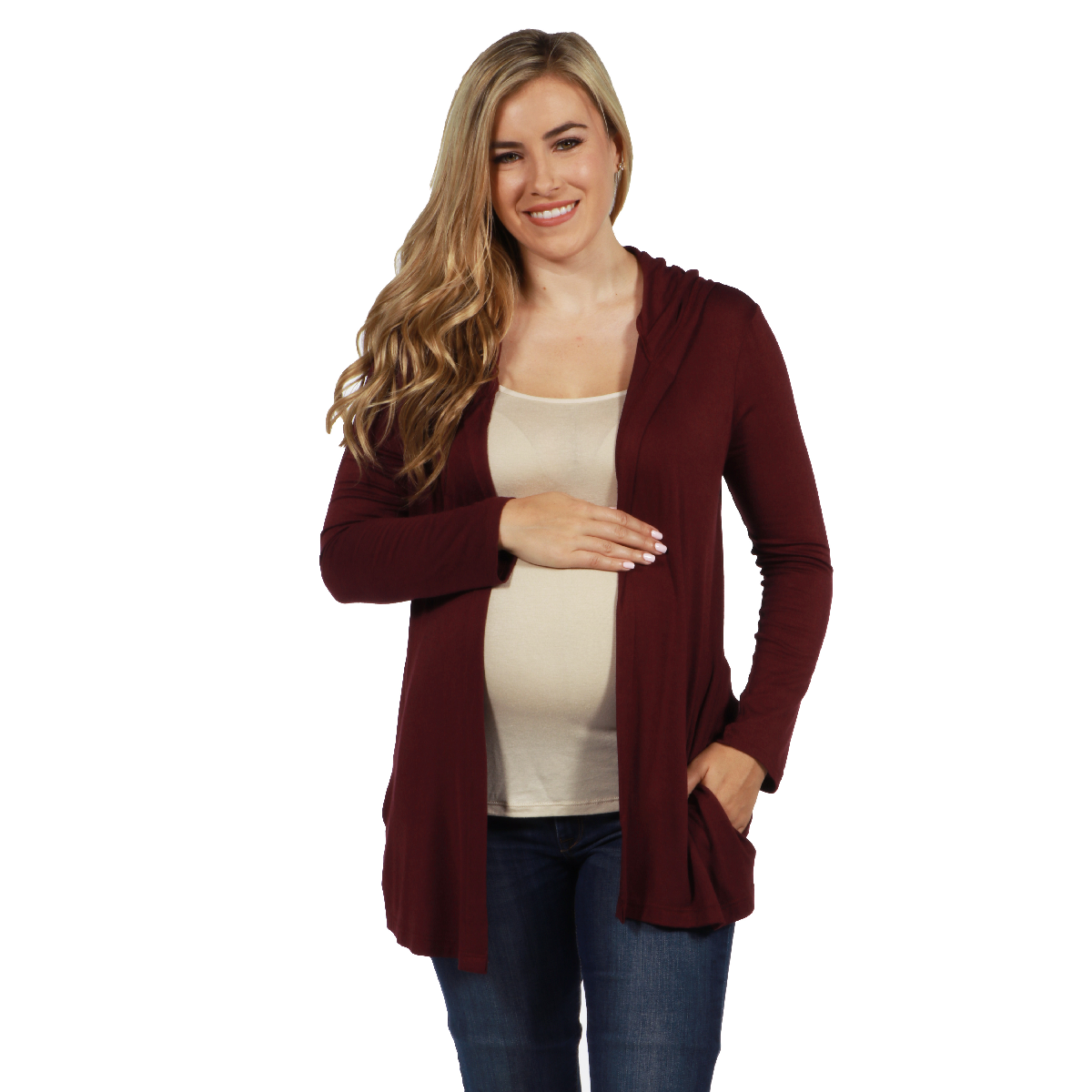 Womens 24/7 Comfort Apparel Hooded Maternity Cardigan
