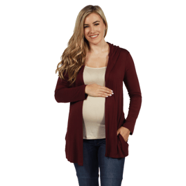 Womens 24/7 Comfort Apparel Hooded Maternity Cardigan