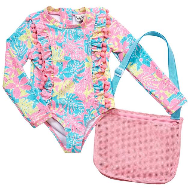 Toddler Girl Nicole Miller Tropical Rashguard One Piece Swimsuit