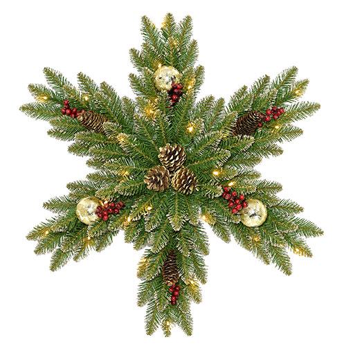 National Tree Battery Operated Dunhill(R) Fir Snowflake Wreath