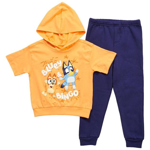 Toddler Boy Bluey & Bingo Short Sleeve Hooded Top & Pants Set