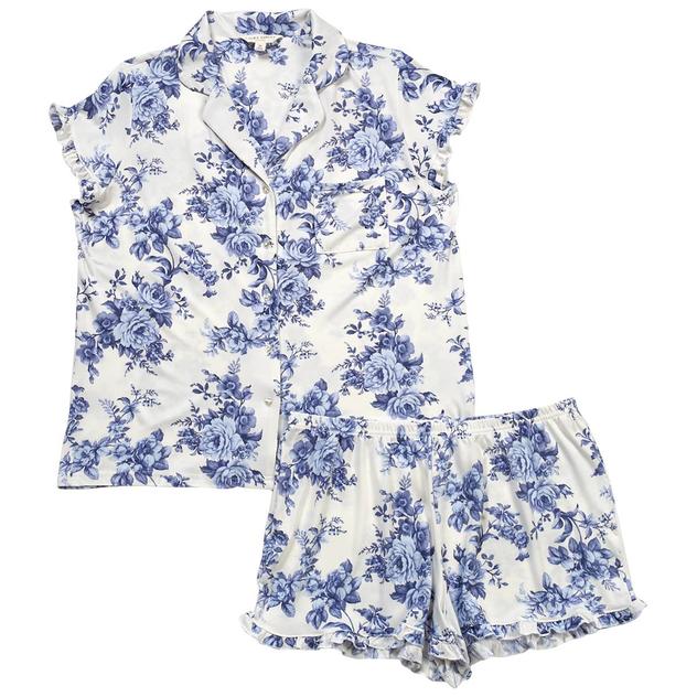 Womens Laura Ashley® Short Sleeve Rose Toile Pajama Set