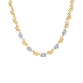 Gianni Argento Yellow Gold & Blue Topaz Oval & Butterfly Necklace