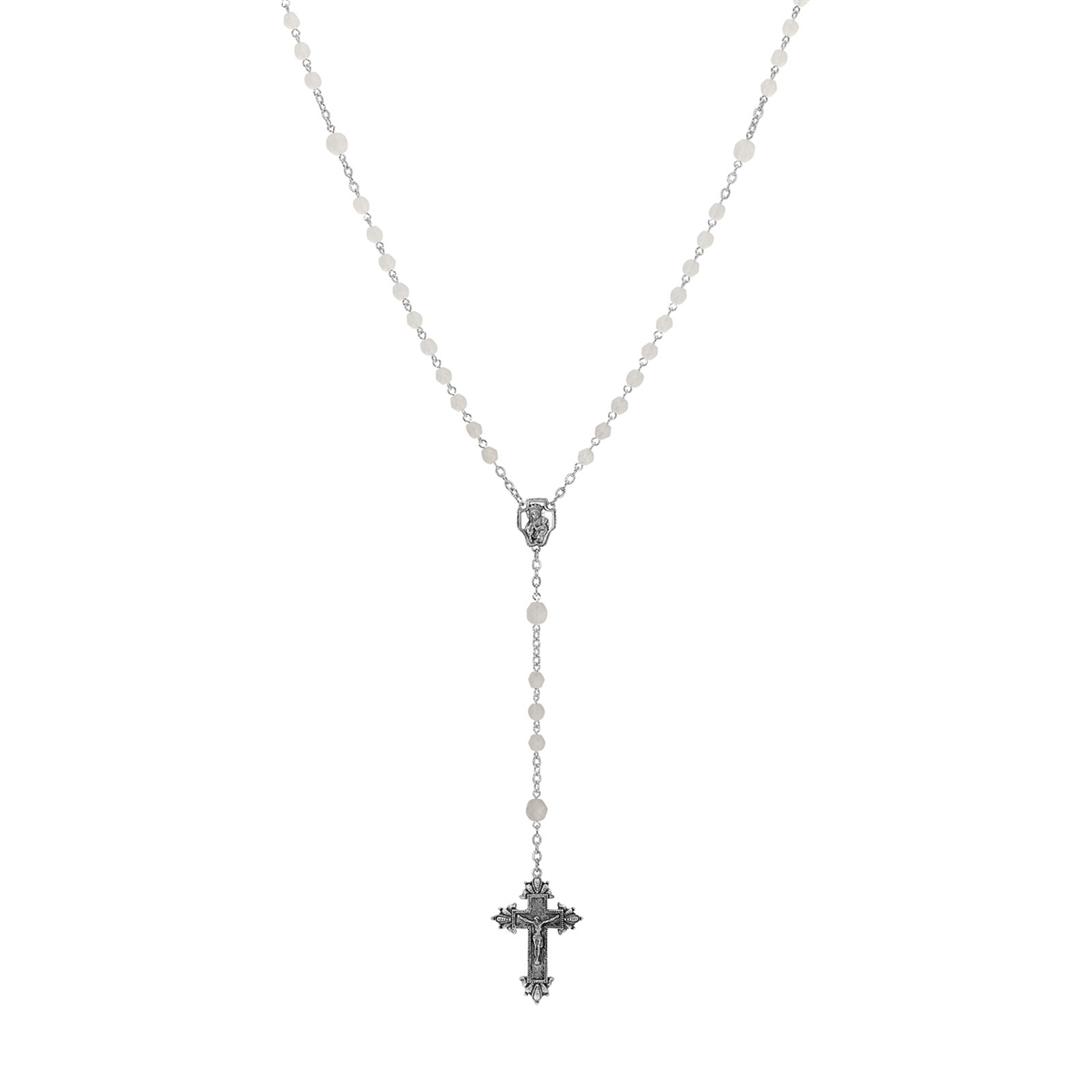 Symbols of Faith Silver-tone Beaded Crucifix Rosary