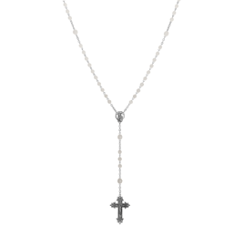 Symbols of Faith Silver-tone Beaded Crucifix Rosary