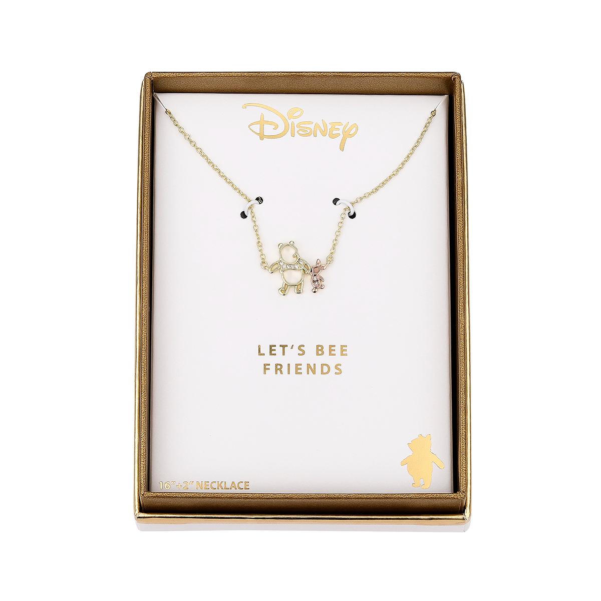 Shine Disney CZ Winnie the Pooh & Piglet Pendant Necklace