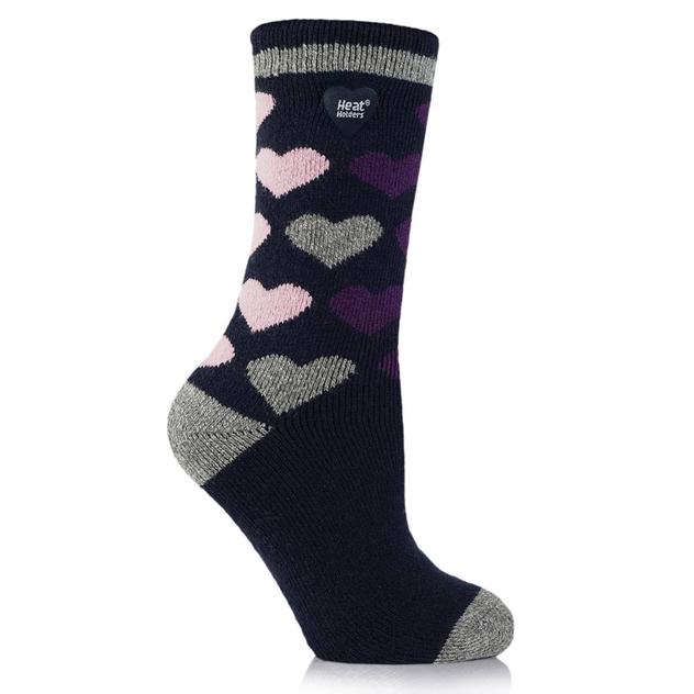 Womens Heat Holders® Jennifer Lite Jacquard Heart Crew Socks