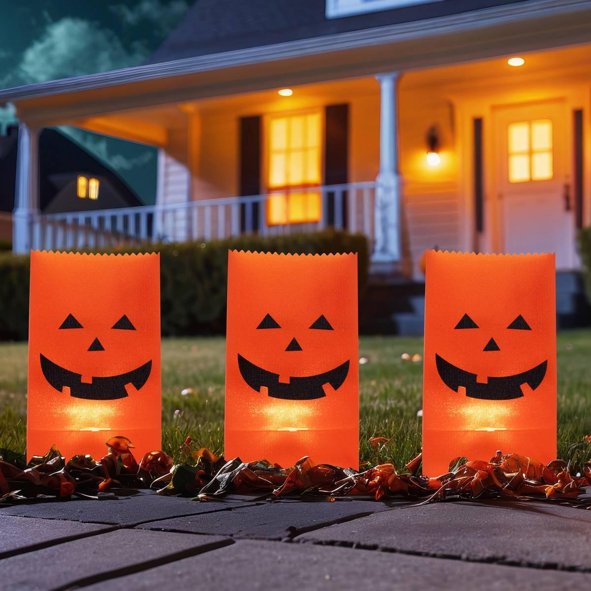 Northlight Seasonal 3pk. Jack-O-Lantern Luminary Pathway Markers