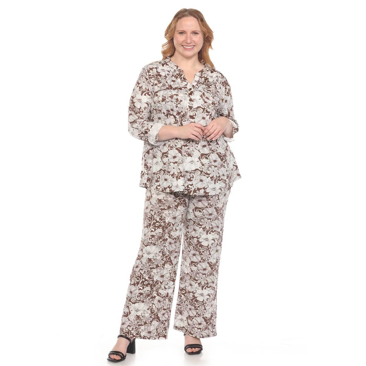 Plus Size White Mark 2pc. Floral Print Tunic and Pant Set