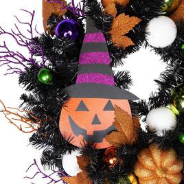 Northlight Seasonal Witches Hat Jack-O-Lantern Halloween Wreath