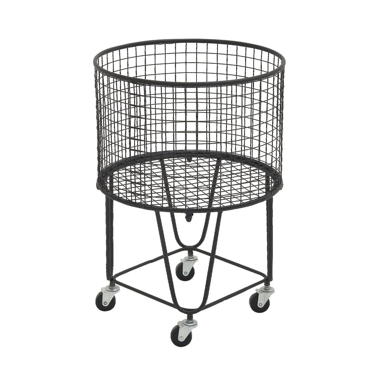 CosmoLiving by Cosmopolitan Black Industrial Metal Laundry Cart