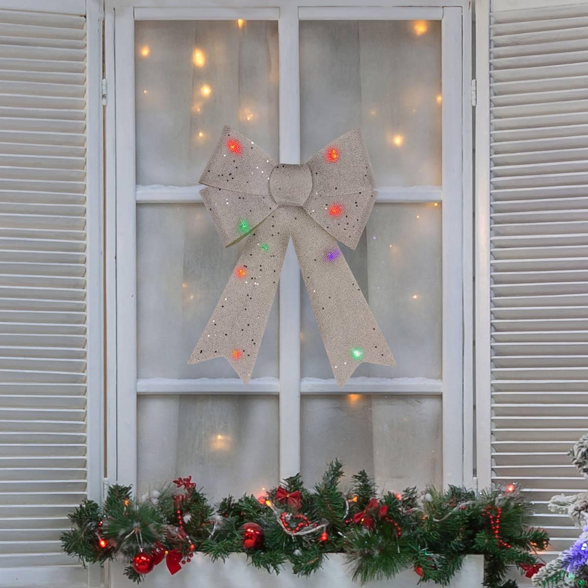 Northlight Seasonal LED Color Changing Silver Bow Décor