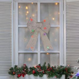 Northlight Seasonal LED Color Changing Silver Bow Décor