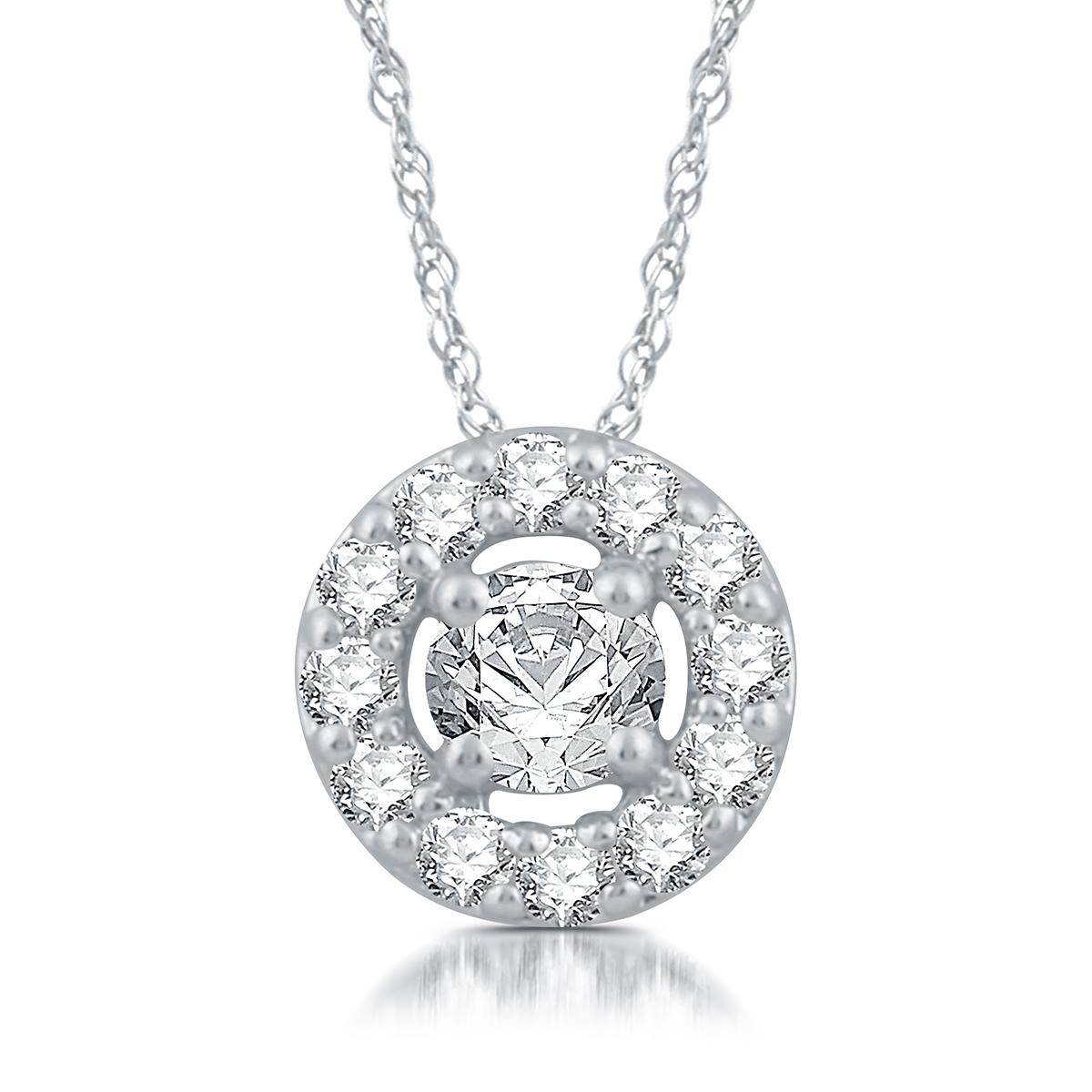 Nova Star(R) Sterling Silver 1/4ctw. Lab Grown Diamond Halo Pendant