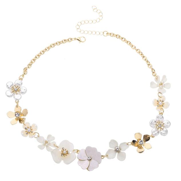 Ashley Cooper™ Gold & White Pearl Flower Necklace