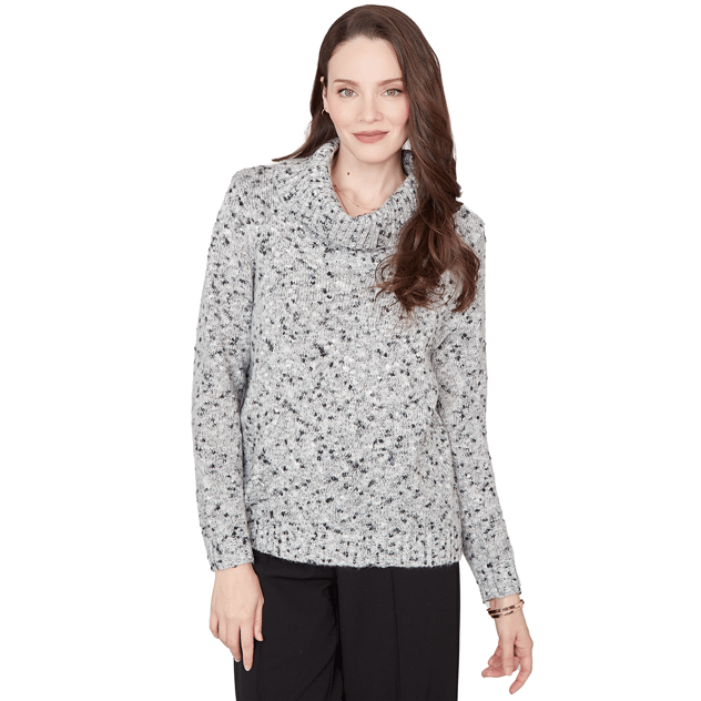 Womens Skye’s the Limit Fashion Essentials Tweed Speckled Sweater
