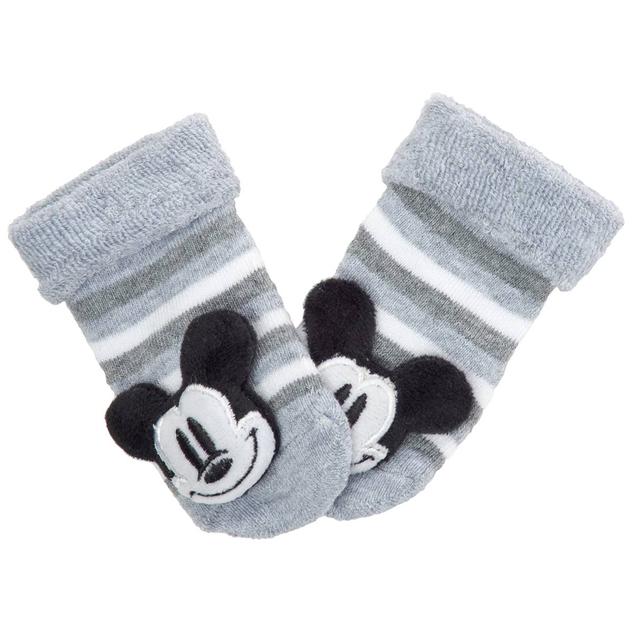 Baby Boy (0-6M) Disney Mickey Stripe Cuff Cushion Rattle Socks