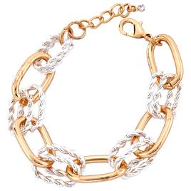 Design Collection 7.5 Two-Tone Polished Link Textured Bracelet