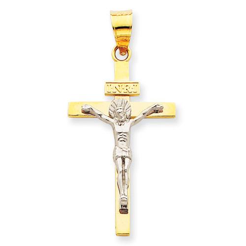 Unisex Gold Classics(tm) INRI Two Tone Crucifix Pendant