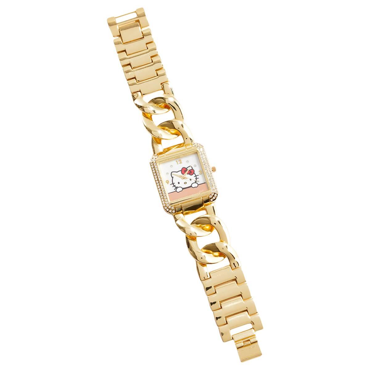 Womens Hello Kitty(R) Gold-Tone Bracelet Watch - HK8036