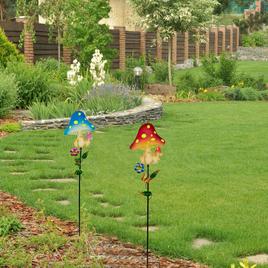 Northlight Seasonal Solar Power Mushroom Garden Stakes - Set of 2