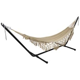 Northlight Seasonal Macrame Hammock with Patterned Tassels