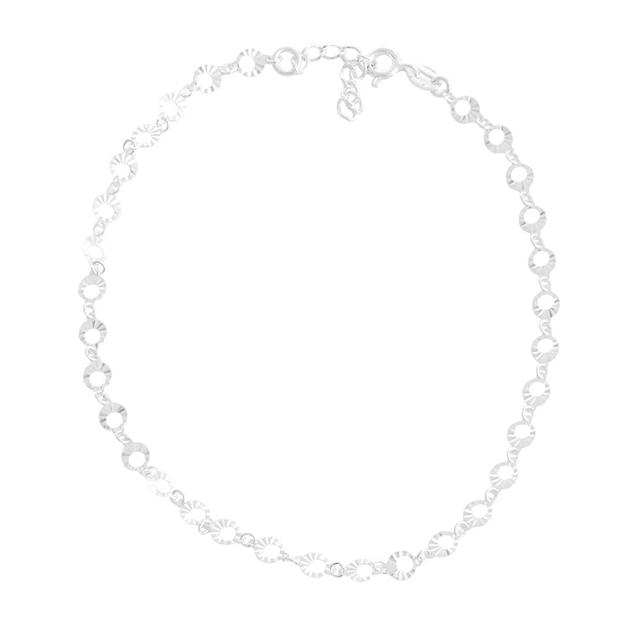 Barefootsies Sterling Silver Diamond Cut Link Anklet