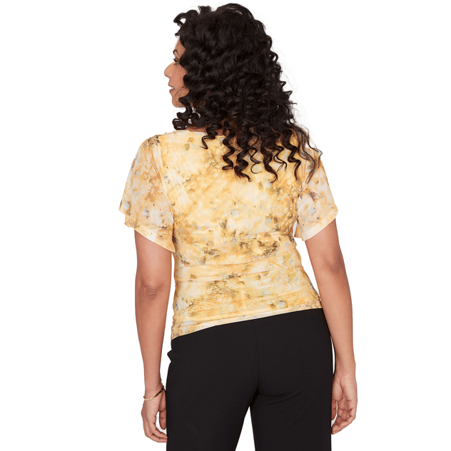 Womens Emaline Limoncello Sunrise Drape Neck Abstract Blouse