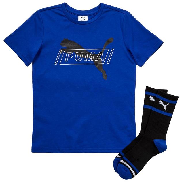 Boys (8-20) Puma® 2pc. Solid Tee with Crew Socks - Vivid Blue