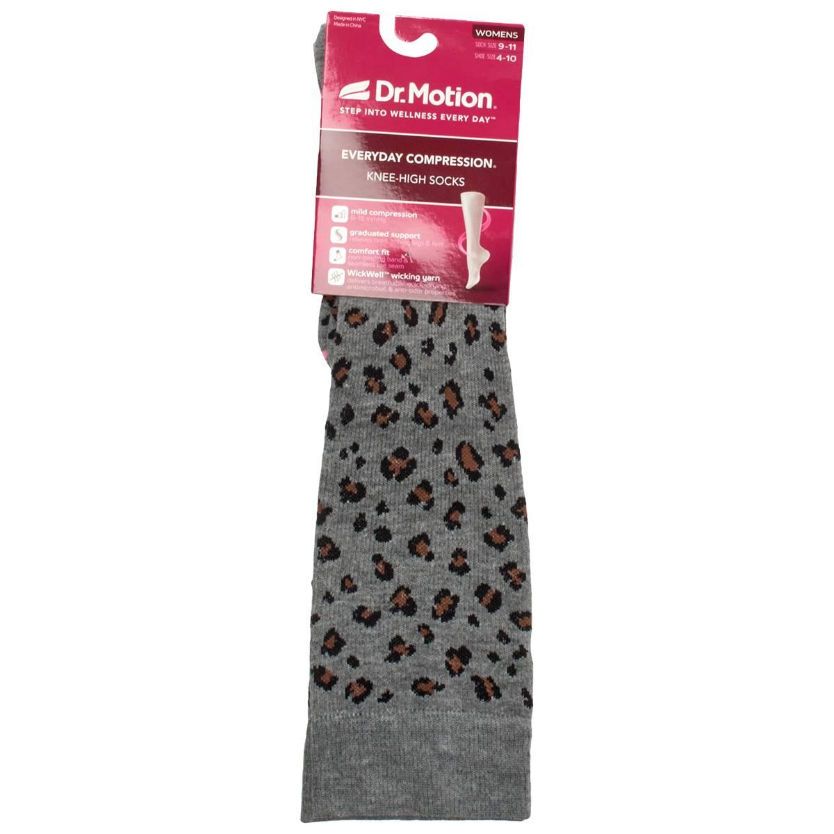 Womens Dr. Motion Leopard Compression Knee High Socks