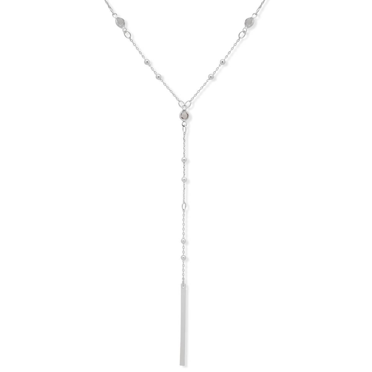 You're Invited Silver-Tone Bar Pendant Y-Necklace