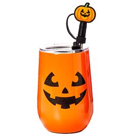 Gourmet Home Stainless Steel Pumpkin Wine Tumbler w/ Straw