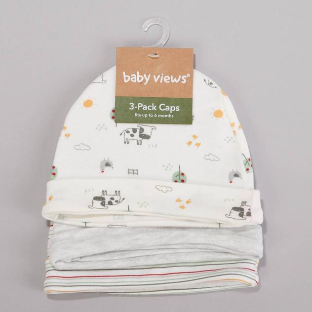 Baby Unisex (NB-6M) baby views® 3pk. Farm Cow Caps