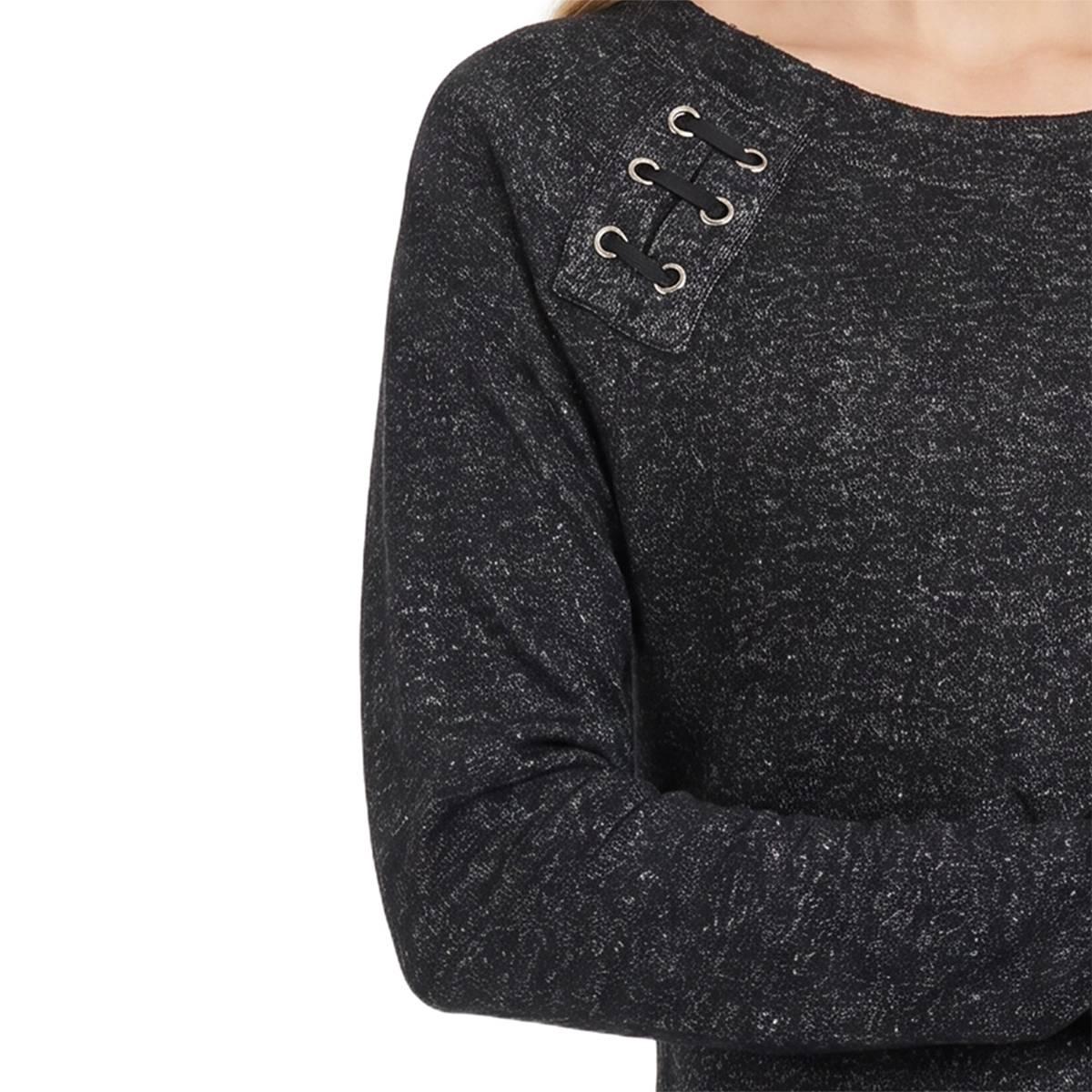 Petite NY Collection Long Raglan Sleeve Space Dye Hacci Top