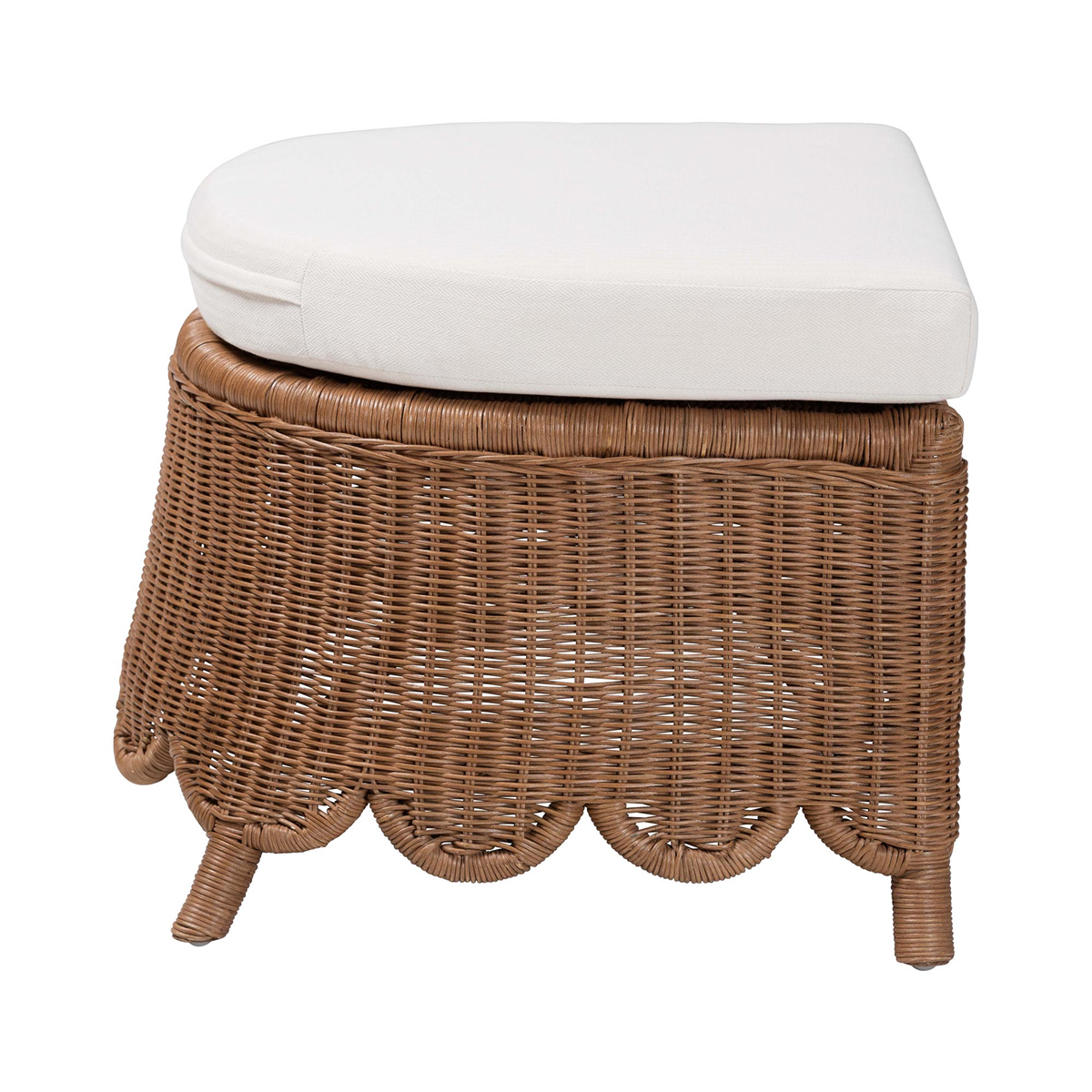 bali & pari Detta Natural Rattan Footstool with Cushion