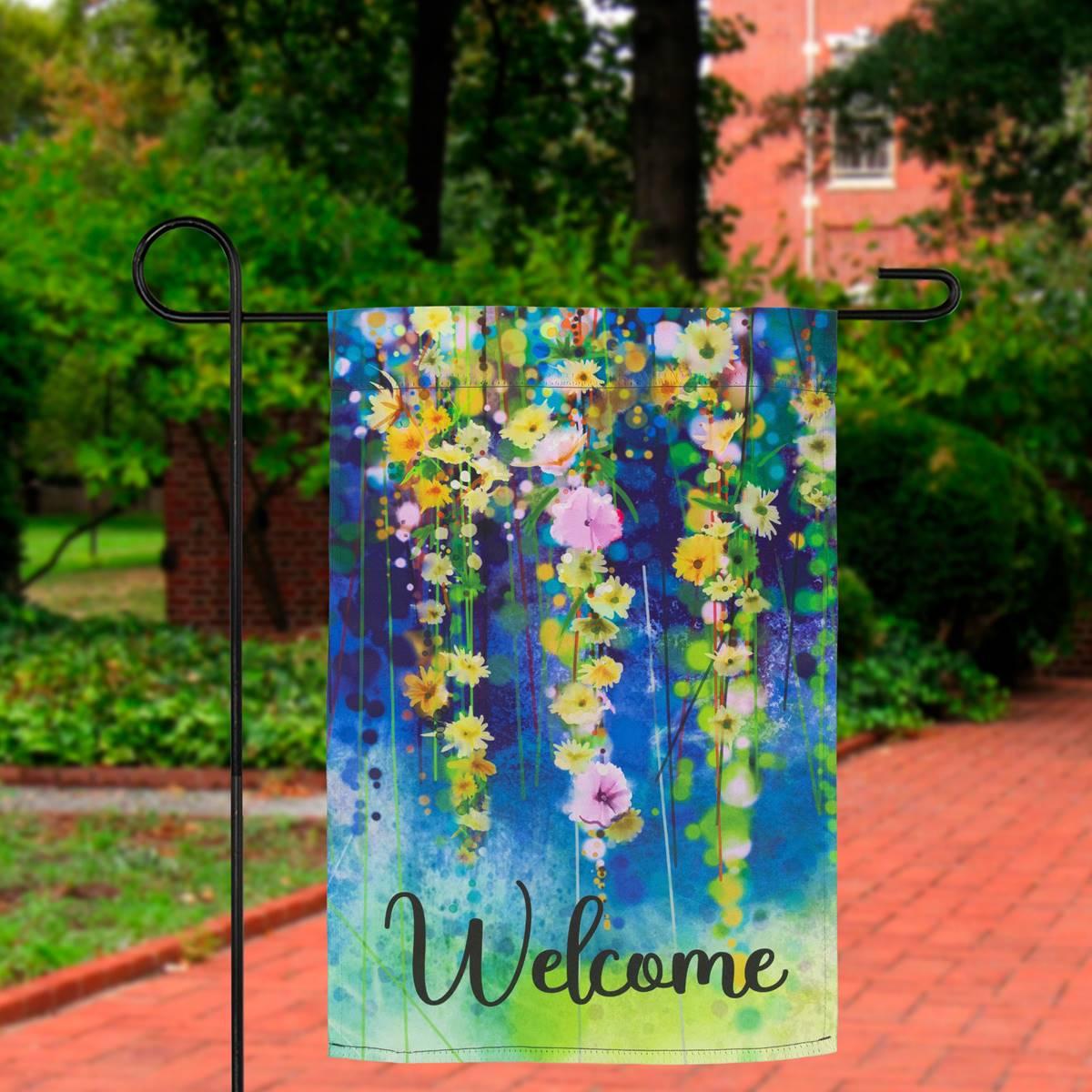 Northlight Seasonal Watercolor Floral "Welcome" Garden Flag