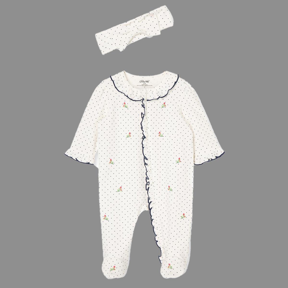 Baby Girl (NB-9M) Little Me(R) Rosebud Footed Sleeper w/Headband