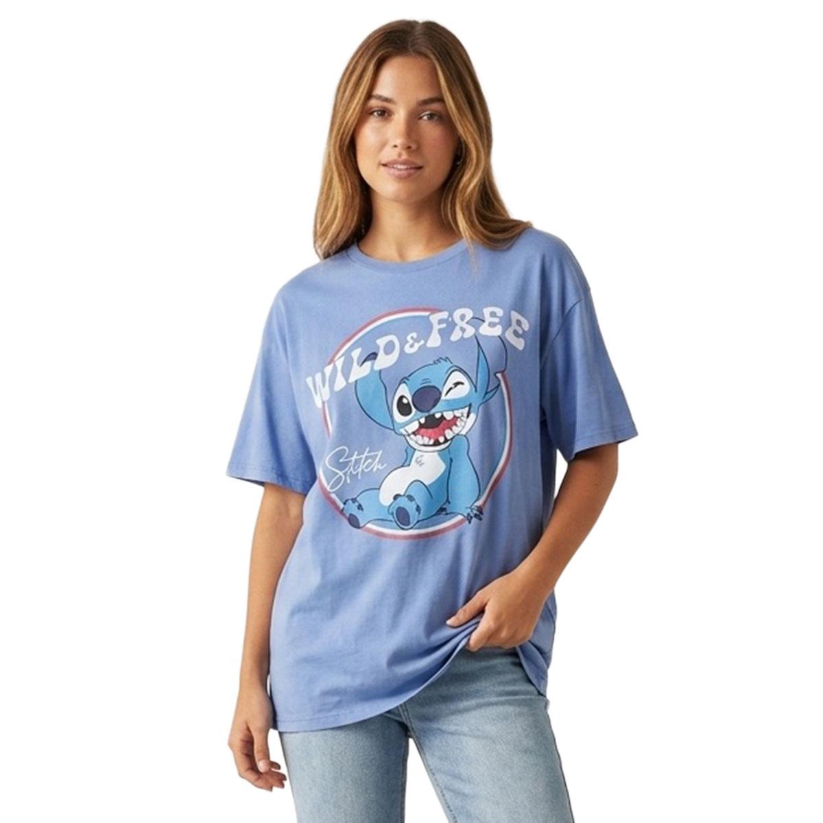 Juniors Freeze Mineral Wash Stitch Wild & Free Boyfriend Tee