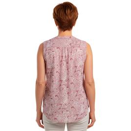 Womens Notations Sleeveless Paisley Knit Split Neck Blouse