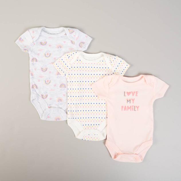 Baby Girl (NB-9M) baby views® 3pk. Rainbow Love Bodysuits