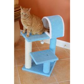 Armarkat 29in. Sky Blue Real Wood Cat Tree w/ Scratcher & Tunnel
