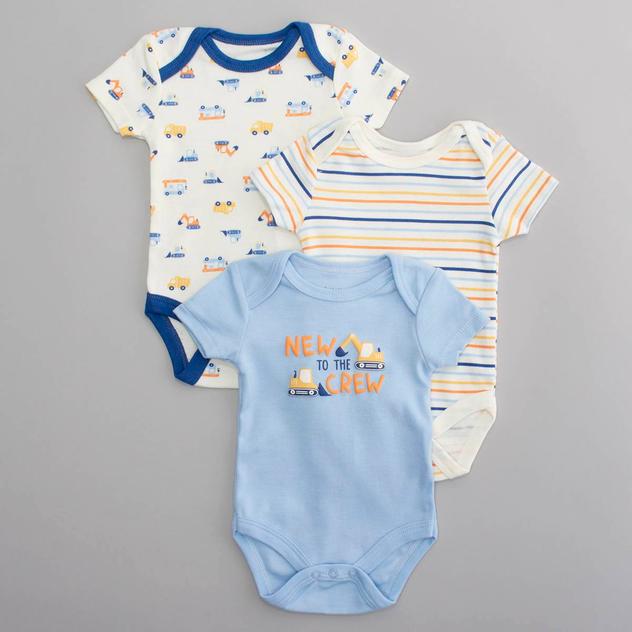 Baby Boy (NB-9M) baby views® 3pk. Construction Bodysuits