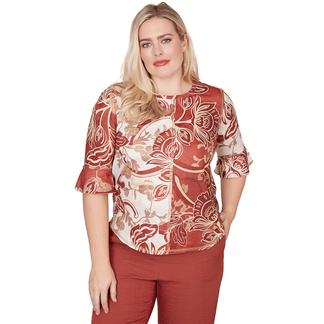 Womens Alfred Dunner Spice Market Floral Color Block Blouse