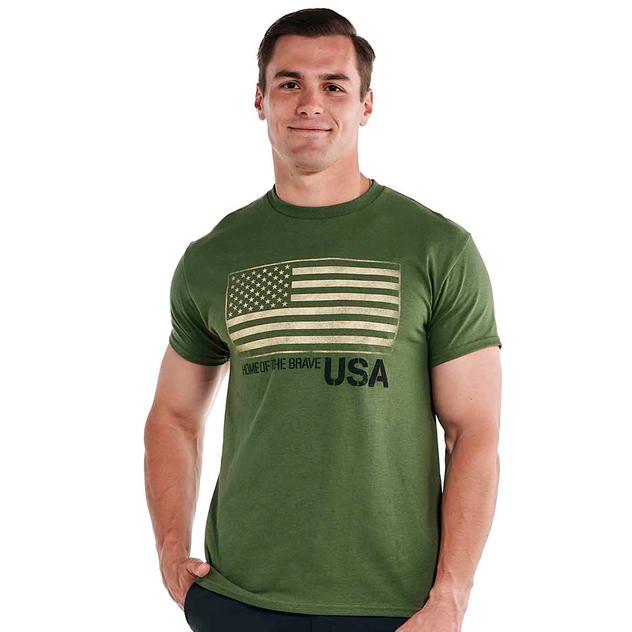 Mens Short Sleeve Patch Flag Graphic Tee