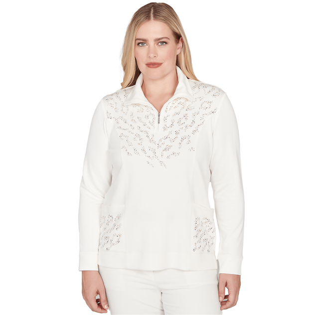 Womens Alfred Dunner Vienna Metallic Studded Animal Sweater