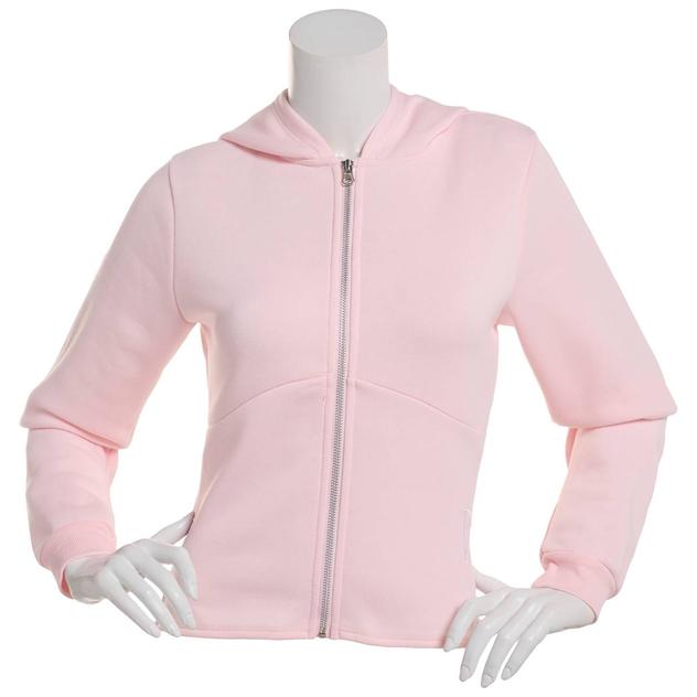 Juniors Derek Heart Side Slit & Bows Embroidered Zip Up Hoodie