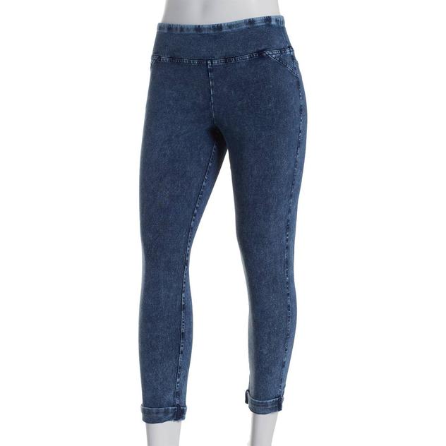 Womens Andrew Marc Sport Crop Knit Denim Cuffed Leggings