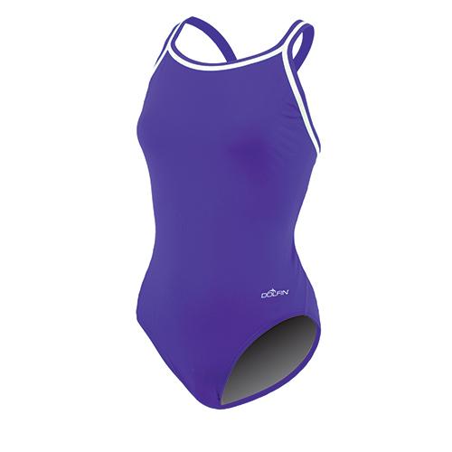 Womens Dolfin(R) Team Solid DBX Back One Piece Swimsuit - Purple