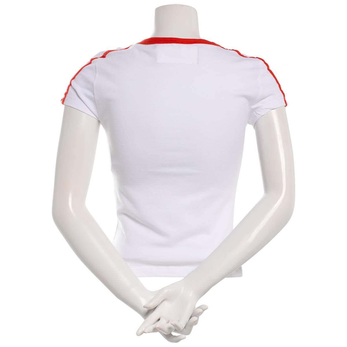 Juniors Derek Heart Short Sleeve Graphic Ringer Tee - White