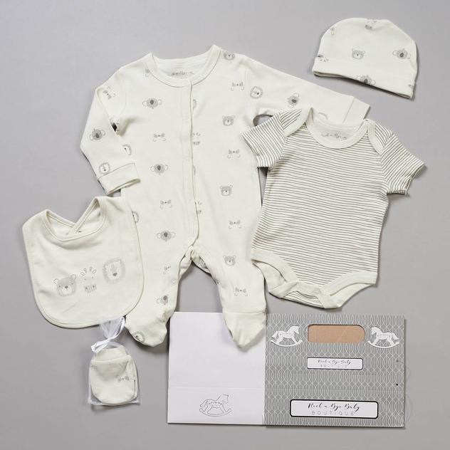Baby Boy (NB-6M) Rock A Bye Baby® 5pc. Safari Hanging Layette Set